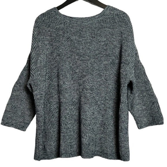 NWT J.Jill Cotton Blend Crewneck Sweater Navy/White Large - Picture 2 of 8